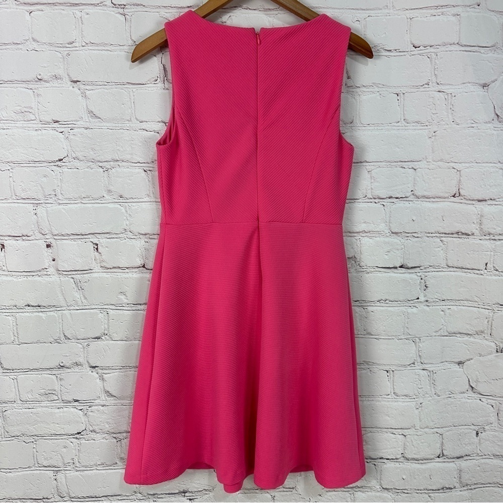 Elle hot Pink Sleeveless V-Neck A-Line Cocktail Dress scalloped size 6 vacay - Picture 6 of 10